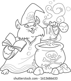 cat witch, coloring book for fun