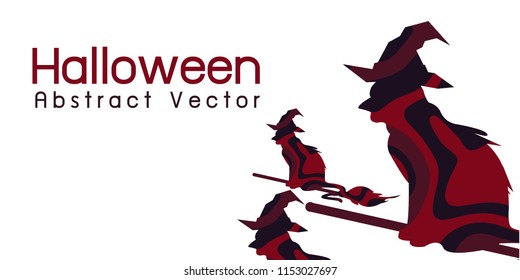 cat in witch hat halloween , Abstract illustration vector 