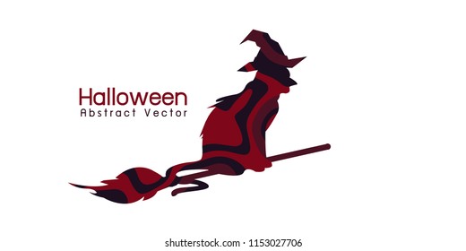 cat in witch hat halloween , Abstract illustration vector 