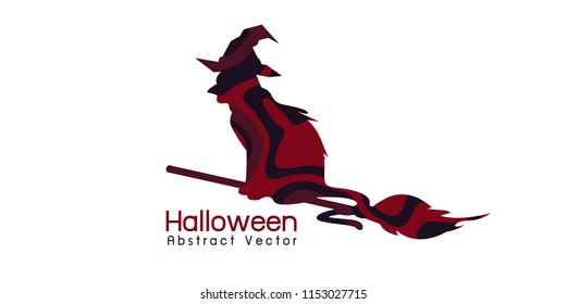 cat in witch hat halloween , Abstract illustration vector 