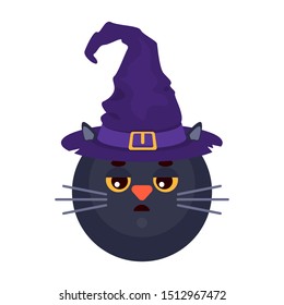 cat witch hat magic isolatrd on white background