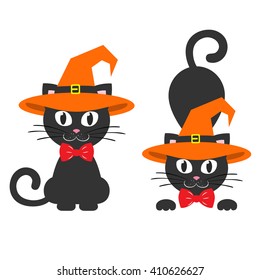 cat in witch hat set