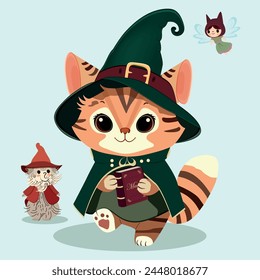 Cat wizard for children's fairy tales