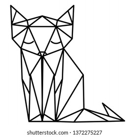 cat wolf fox line vector poligonal, line, geometric