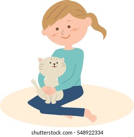 cat and woman

