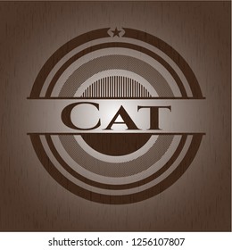 Cat  wood emblem. Retro