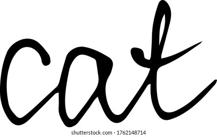 cat word vector hand drawn wriyyen calligraphy text black on white background write
