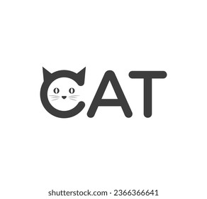Cat wordmark or text based logo design On white background, Vector illustration.