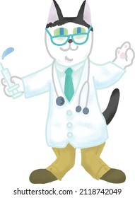 A cat working as a doctor
