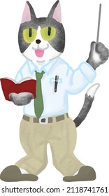 Gato trabajando como profesor