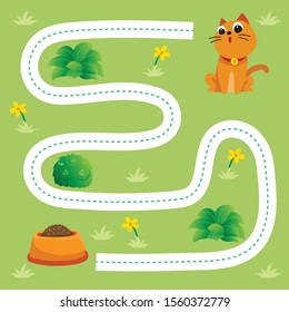 cat worksheet vector design, dash game for kid.