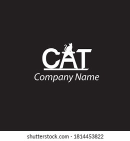 cat writing logo, in the middle there is a cat sitting on a chair with white colors