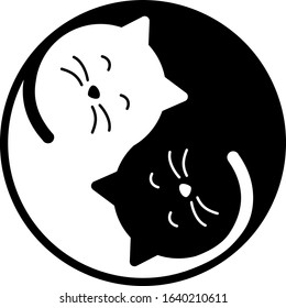 Cat yin and yang chinese sign