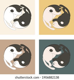 cat  Yin Yang . 
color illustration of a cat. cats in the shape of yin yang. 
fat cats