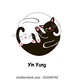 cat yin yang, vector graphics