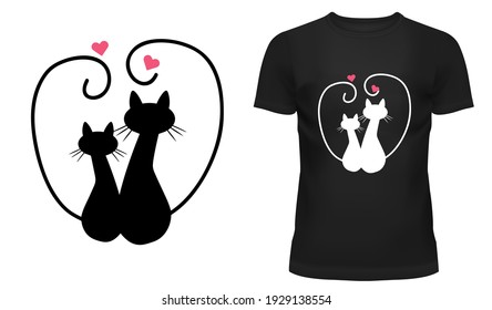 Cat Yin Yang Vector T-Shirt 