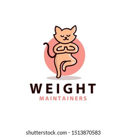 cat yoga logo design- vector illustration
