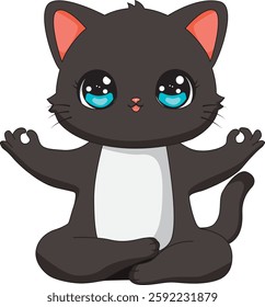 Cat Yoga Lotus Pose Black Kitty Mascot