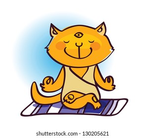 Cat in yoga meditation