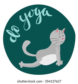 Cat Yoga Pose With Lettering 