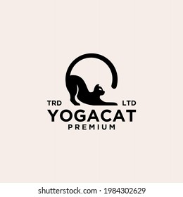 cat yoga pose vintage logo icon illustration Premium Vector