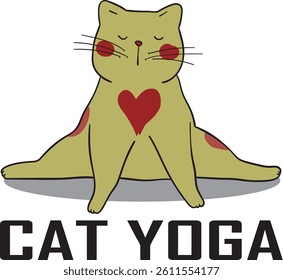 Cat Yoga Vector graphic print design.	