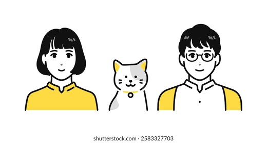 Cat young couple character icon