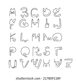 Cat A to Z  alphabet vector illustration