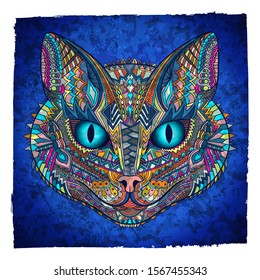 Cat zentangle. Animal vector illustration. Bengal. Savannah. Tribal. Wild. Cat head zentangle ornament. Zentangle cat face. Pet. Kitten. Cat face abstract. Ethnic ornament. Coloring book page.