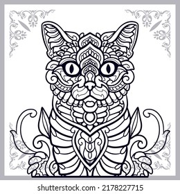 Cat zentangle arts isolated on white background