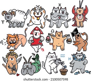 signos de zodiaco gato. conjunto de horóscopos