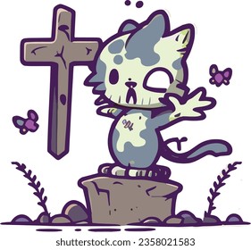 Cat Zombie Animal Vector Cute Toon