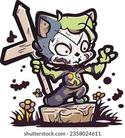 Cat Zombie Animal Vector Cute Toon