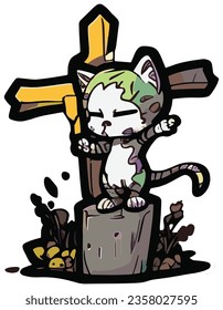 Cat Zombie Animal Vector Cute Toon