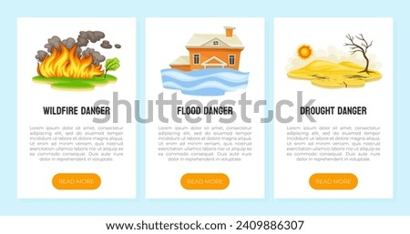 Cataclysm and Natural Disaster Web Banner Design Vector Template