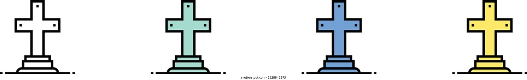 catacomb icon. Outline, Green, Blue and Yellow Style Design Isolated On White Background