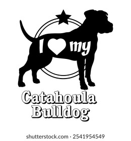  Catahoula Bulldog Hund Silhouette, ich liebe meinen Hund, Hund, Hunderassen, Logo, Vektor, Silhouette, Tier, Illustration, Symbol, Zeichen, schwarz, Haustier,