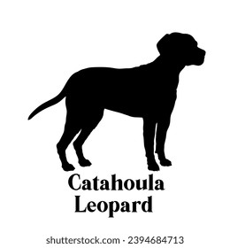 Silueta de perro de leopardo de Catahoula raza logotipo perro monógrafo perro cara de vectores