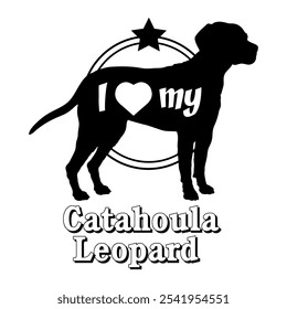 Catahoula Leopard Hund Silhouette, ich liebe meinen Hund, Hund, Hunderassen, Logo, Vektor, Silhouette, Tier, Illustration, Symbol, Zeichen, schwarz, Haustier,