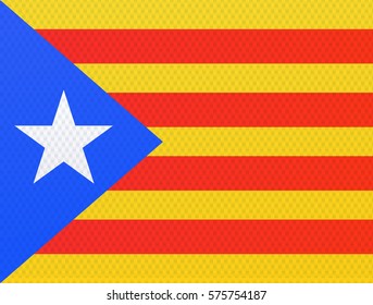 Catalan flag with texture of fabric.Vector illustration.Eps 10