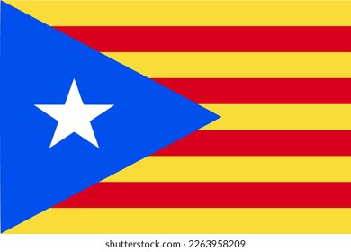 the Catalan national flag of Catalonia known as estrella (meaning star in Catalan) - isolated vector illustration