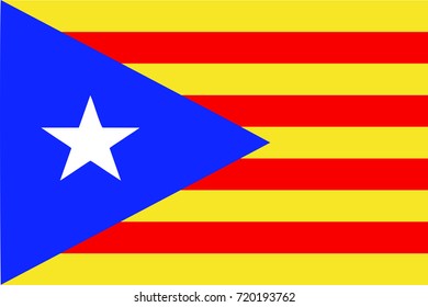 the Catalan national flag of Catalonia known as estrella (meaning star in Catalan) - isolated vector illustration