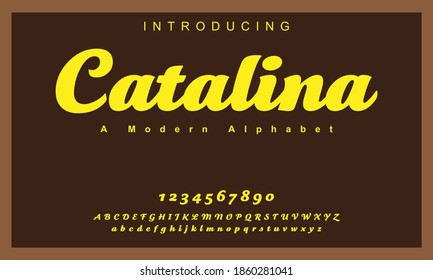 Catalina font. Elegant alphabet letters font and number. Lettering Minimal Fashion Designs. Typography fonts regular uppercase and lowercase. vector illustration
