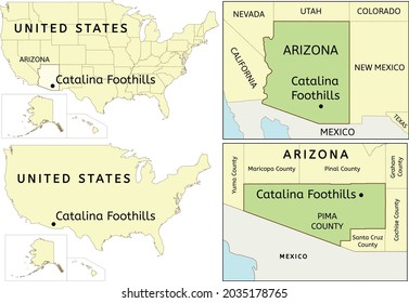Catalina Foothills census-designated place location on USA, Arizona state and Pima County map