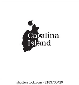 Catalina Island map and black lettering design on white background