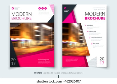 Catalog cover design. Corporate business template for brochure, annual report, magazine. Layout with bright color and abstract city photo placeholder. Leaflet, poster, flyer or banner concept