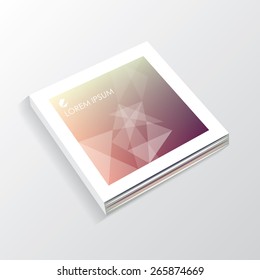 catalog cover design mockup for corporate identity advertisement purposes- soft blurred mesh image with transparent geometric triangular composition