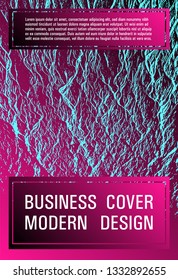 Catalog cover vector template. Plastic pink black blue synthwave texture. Marketing catalog trendy layout design. Company strategy book cover. Buoyant wavy flux background pattern.