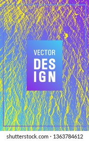 Catalog cover vector template. Violet blue yellow arthouse effect texture. Company strategy book cover. Buoyant wavy flux background pattern. Marketing catalog trendy layout design.