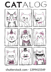 A catalog of cute cats illustration series